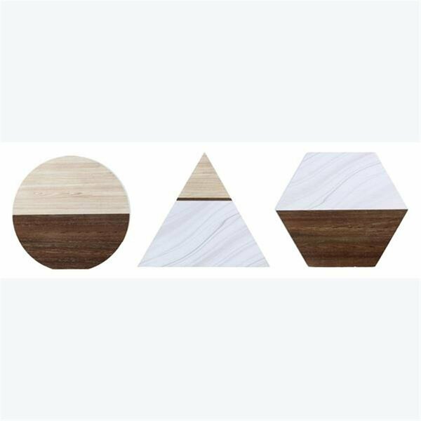 Youngs Wood Geometric Tabletop Sign, 3 Assorted Color - MDF 12535